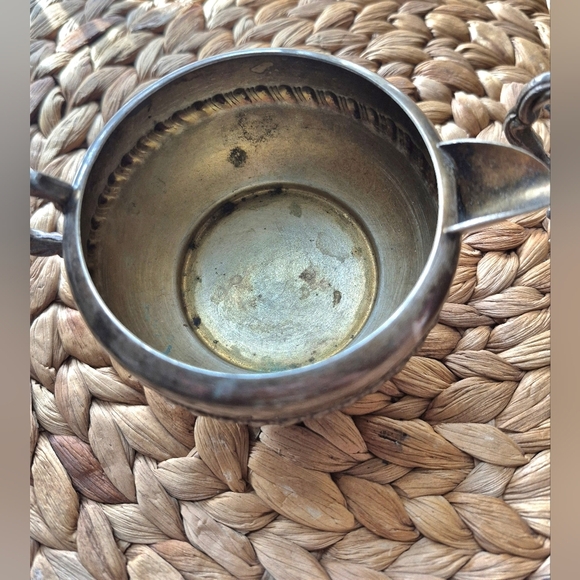Silver with Copper Scroll Cream and Sugar dishes - Antique Tarnished - Picture 5 of 8